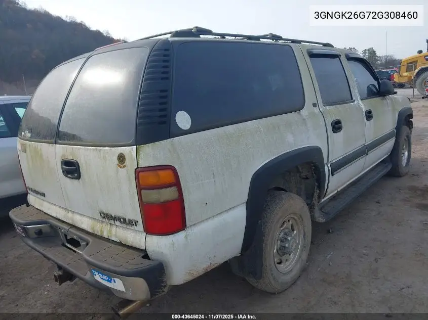 3GNGK26G72G308460 2002 Chevrolet Suburban 2500 Ls