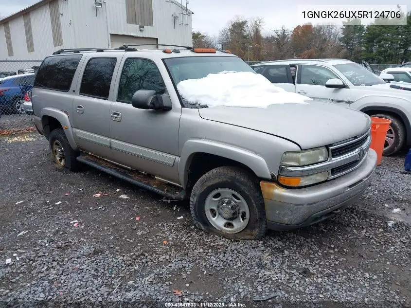 1GNGK26UX5R124706 2005 Chevrolet Suburban 2500 Lt