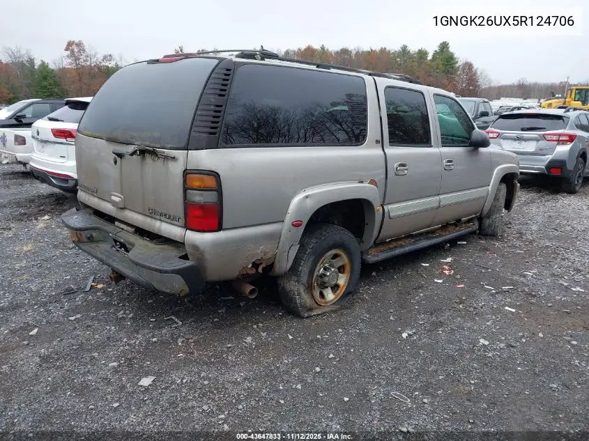 1GNGK26UX5R124706 2005 Chevrolet Suburban 2500 Lt