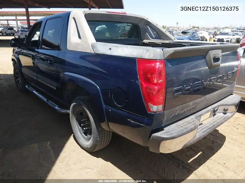2005 Chevrolet Avalanche 1500 Ls VIN: 3GNEC12Z15G126375 Lot: 45602699