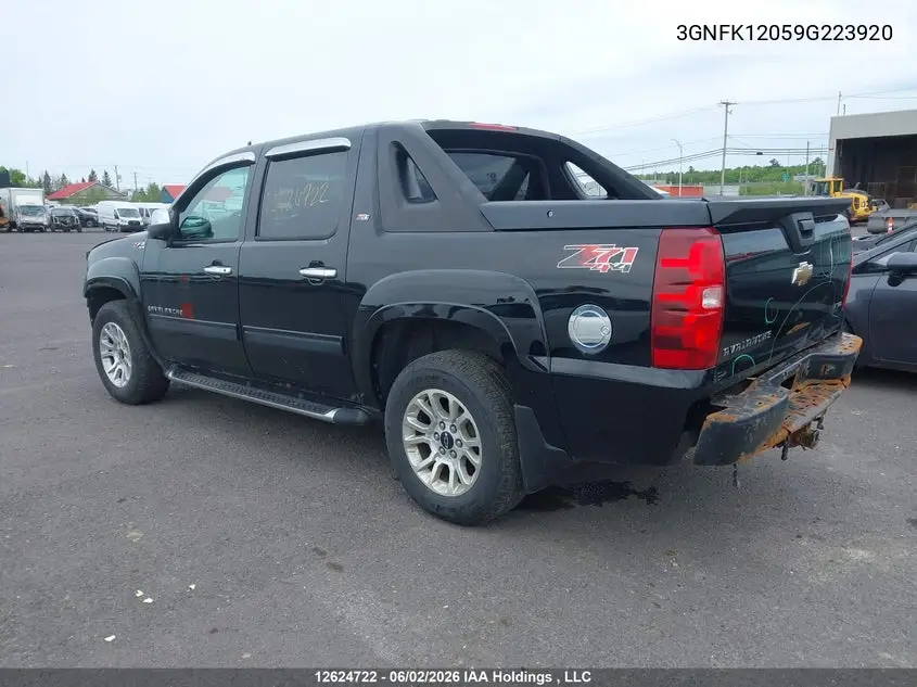 2009 Chevrolet Avalanche 1500 Ls/Ltz VIN: 3GNFK12059G223920 Lot: 12624722x
