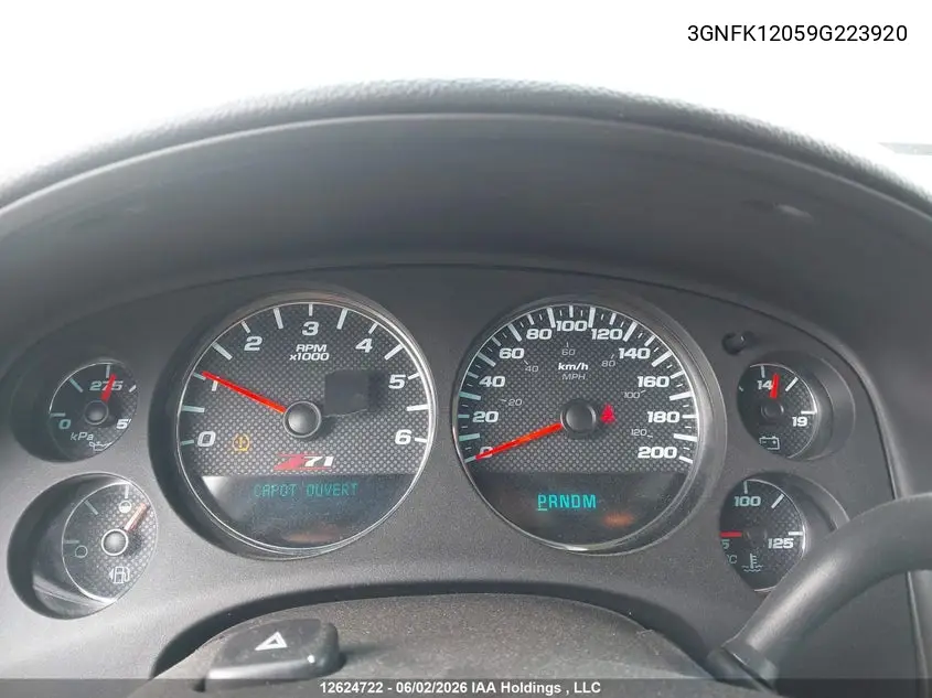 2009 Chevrolet Avalanche 1500 Ls/Ltz VIN: 3GNFK12059G223920 Lot: 12624722x