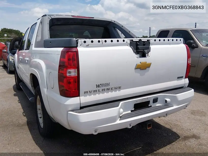 2011 Chevrolet Avalanche 1500 Lt1 VIN: 3GNMCFE0XBG368843 Lot: 45568499