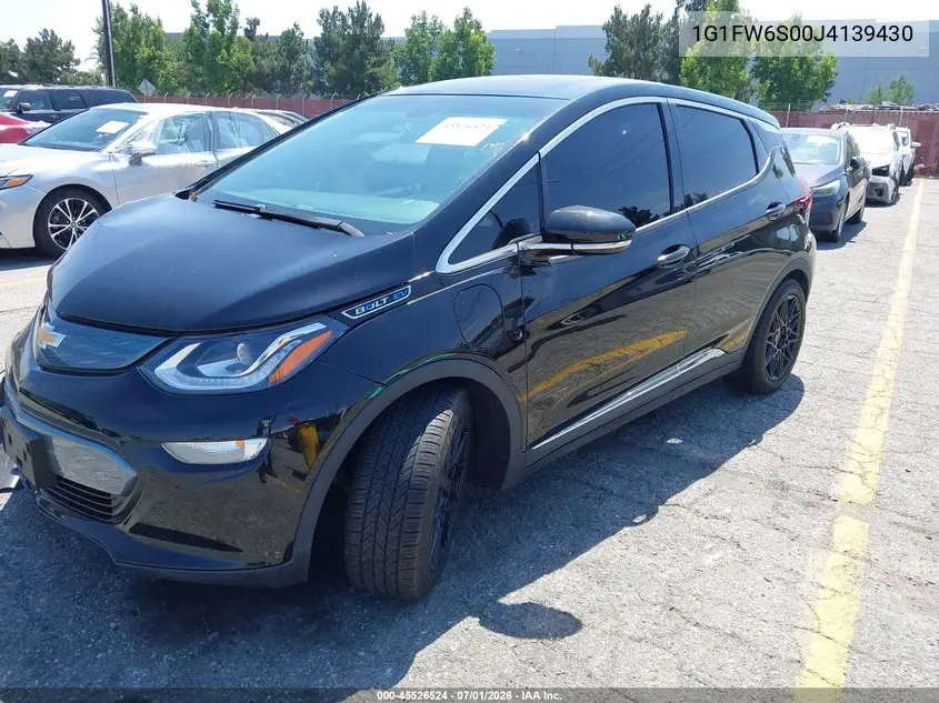2018 Chevrolet Bolt Ev Lt VIN: 1G1FW6S00J4139430 Lot: 45526524