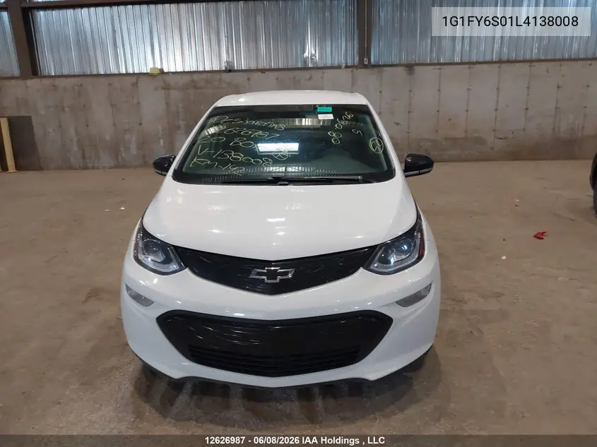 2020 Chevrolet Bolt Ev Lt VIN: 1G1FY6S01L4138008 Lot: 12626987