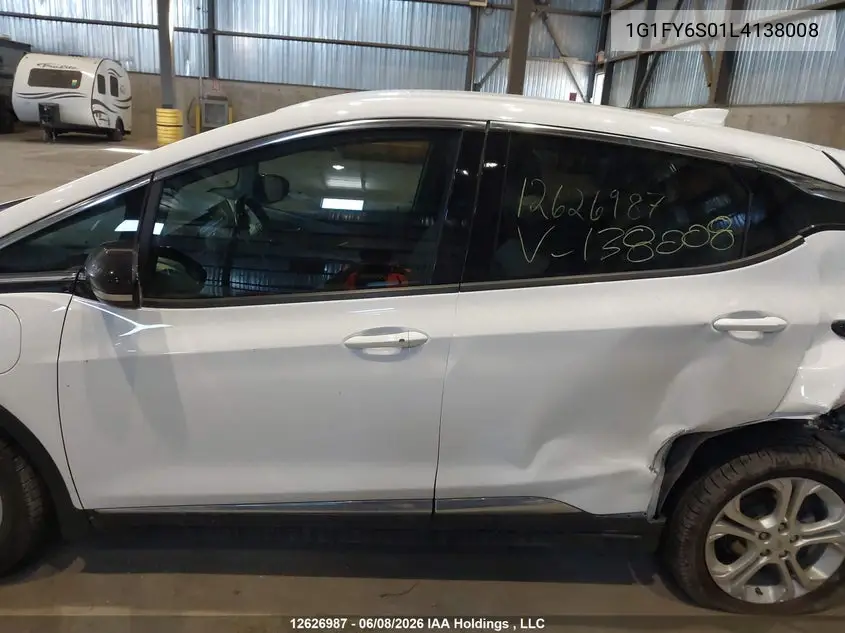 2020 Chevrolet Bolt Ev Lt VIN: 1G1FY6S01L4138008 Lot: 12626987