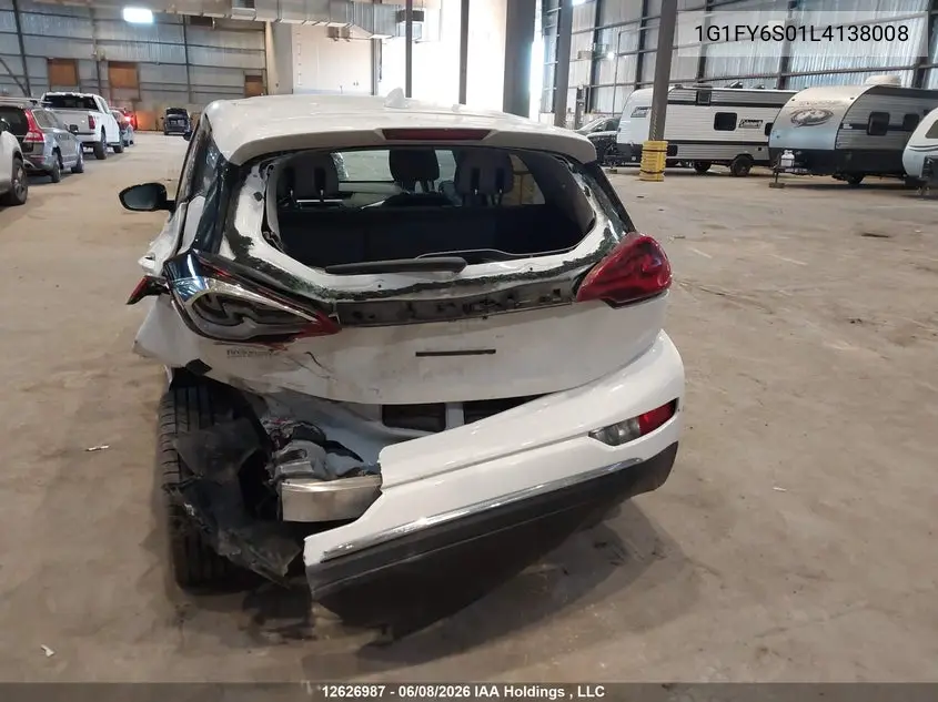 2020 Chevrolet Bolt Ev Lt VIN: 1G1FY6S01L4138008 Lot: 12626987