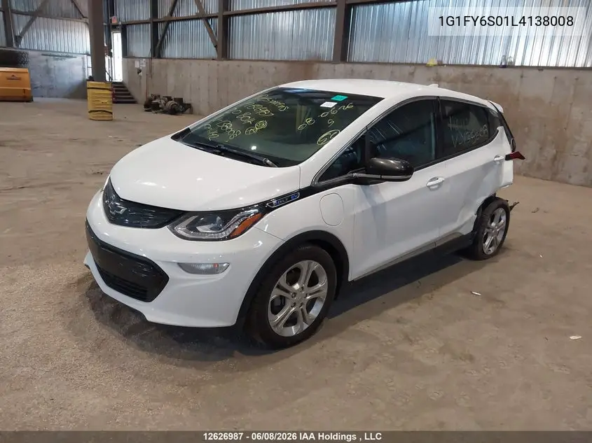 2020 Chevrolet Bolt Ev Lt VIN: 1G1FY6S01L4138008 Lot: 12626987
