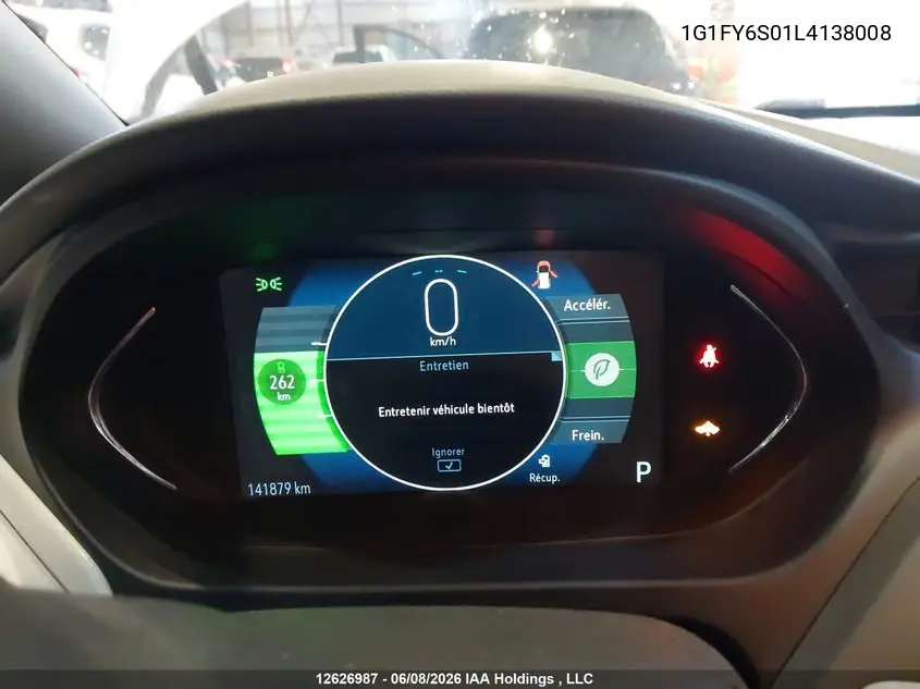 2020 Chevrolet Bolt Ev Lt VIN: 1G1FY6S01L4138008 Lot: 12626987