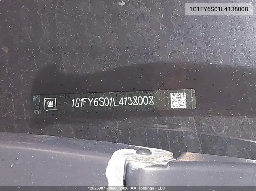 2020 Chevrolet Bolt Ev Lt VIN: 1G1FY6S01L4138008 Lot: 12626987