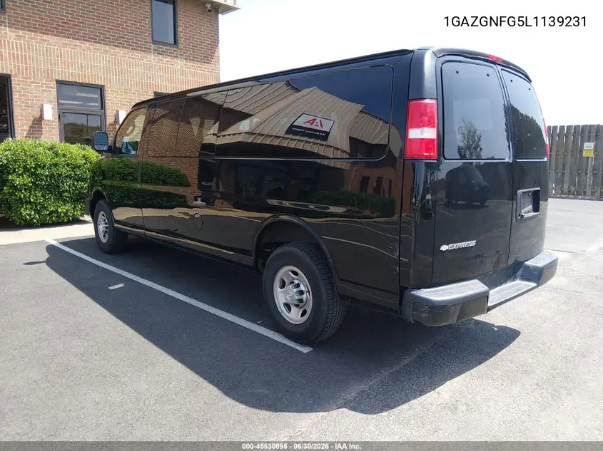 2020 Chevrolet Express Passenger Rwd 3500 Extended Wheelbase Ls VIN: 1GAZGNFG5L1139231 Lot: 45530895
