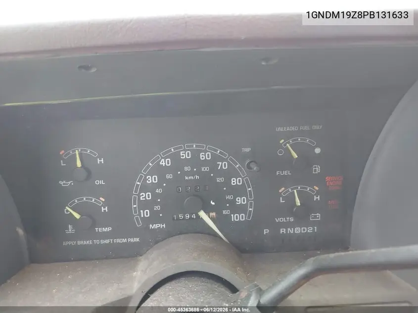 1993 Chevrolet Astro VIN: 1GNDM19Z8PB131633 Lot: 45363686