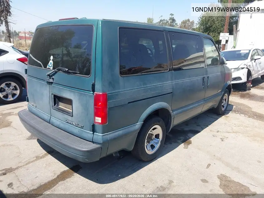 1998 Chevrolet Astro VIN: 1GNDM19W8WB204519 Lot: 45177622