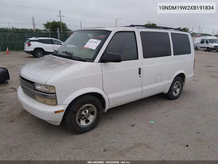 1999 Chevrolet Astro VIN: 1GNDM19W2XB191834 Lot: 44923902