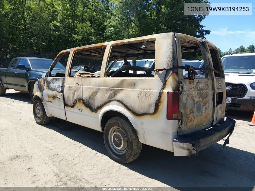 1999 Chevrolet Astro Passenger VIN: 1GNEL19W9XB194253 Lot: 45337945