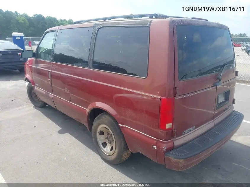 1999 Chevrolet Astro VIN: 1GNDM19W7XB116711 Lot: 45391071