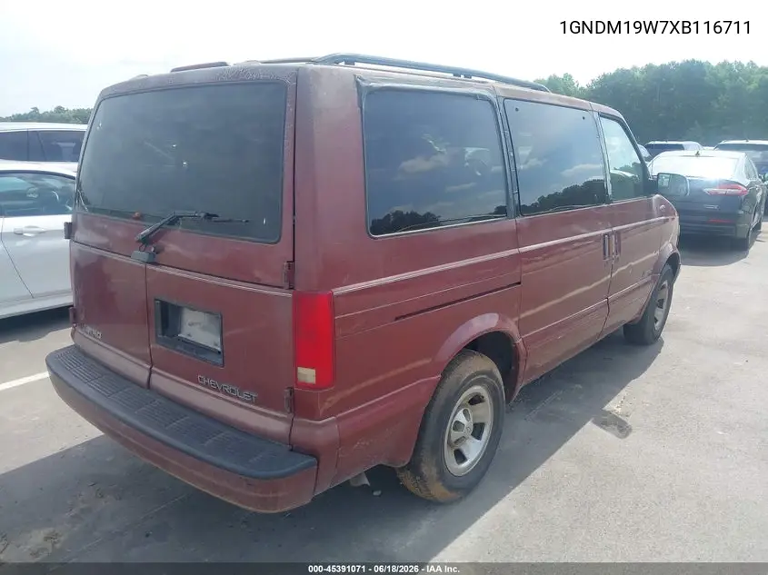 1999 Chevrolet Astro VIN: 1GNDM19W7XB116711 Lot: 45391071