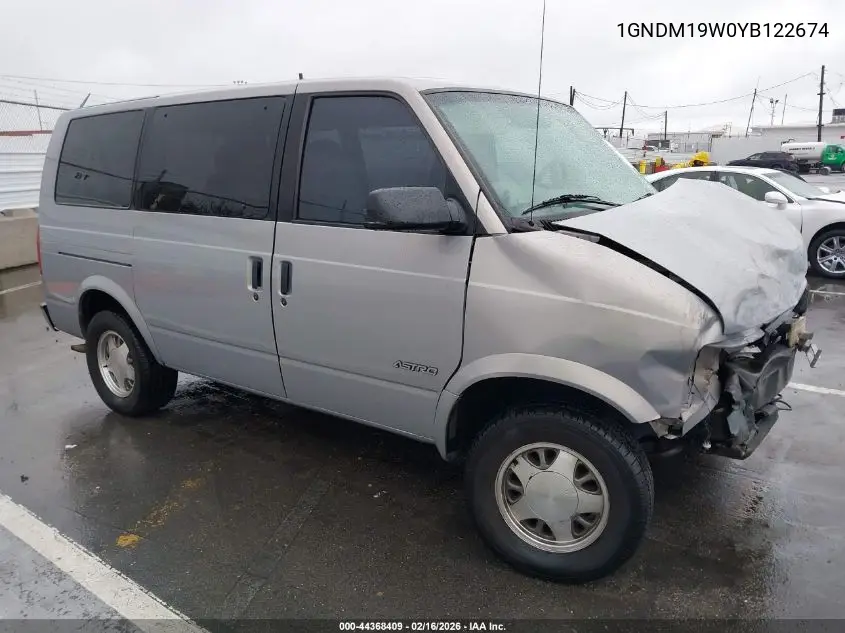 2000 Chevrolet Astro VIN: 1GNDM19W0YB122674 Lot: 44368409