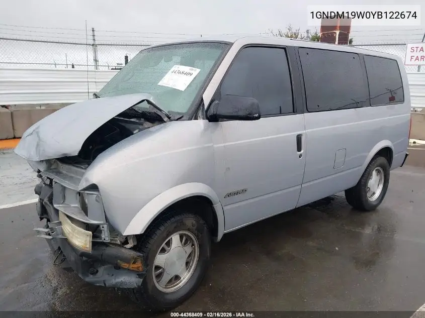 2000 Chevrolet Astro VIN: 1GNDM19W0YB122674 Lot: 44368409