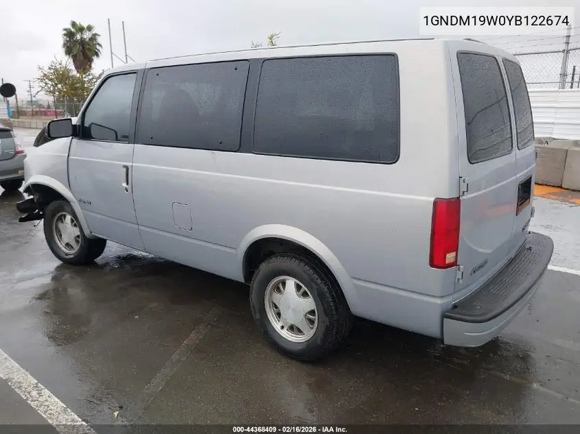 2000 Chevrolet Astro VIN: 1GNDM19W0YB122674 Lot: 44368409