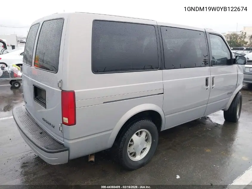 2000 Chevrolet Astro VIN: 1GNDM19W0YB122674 Lot: 44368409