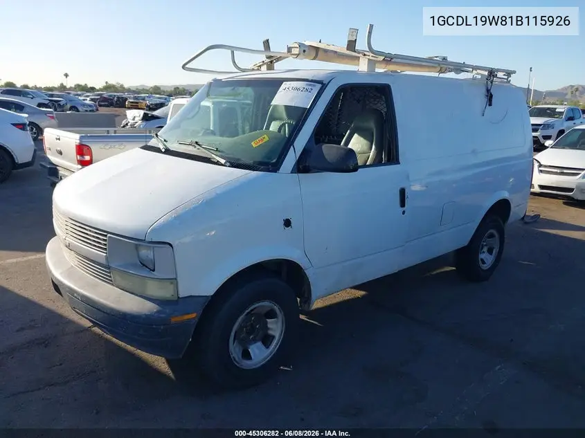 2001 Chevrolet Astro VIN: 1GCDL19W81B115926 Lot: 45306282