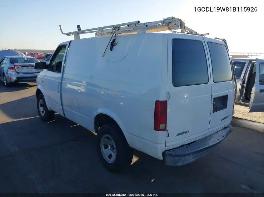 2001 Chevrolet Astro VIN: 1GCDL19W81B115926 Lot: 45306282