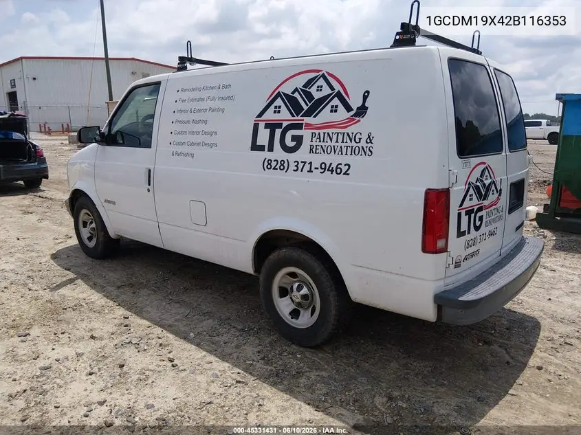 2002 Chevrolet Astro VIN: 1GCDM19X42B116353 Lot: 45331431