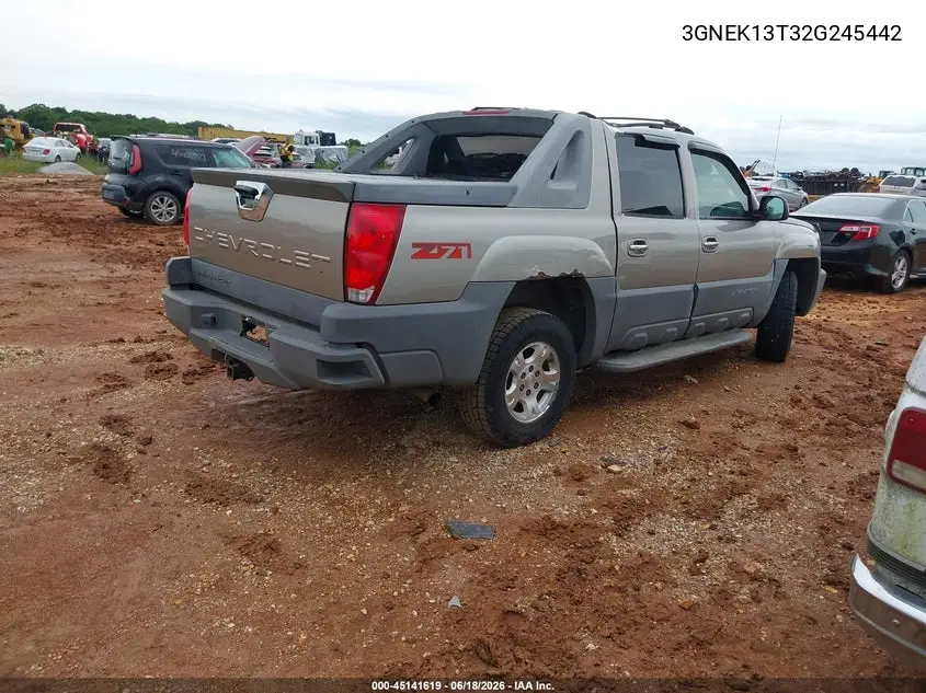 2002 Chevrolet Avalanche 1500 VIN: 3GNEK13T32G245442 Lot: 45141619