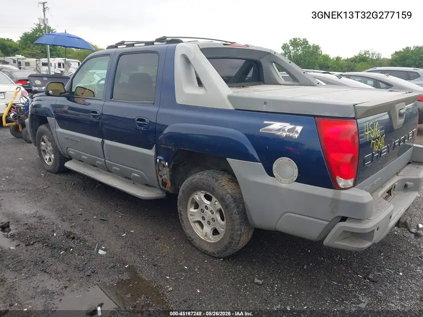 2002 Chevrolet Avalanche 1500 VIN: 3GNEK13T32G277159 Lot: 45167248