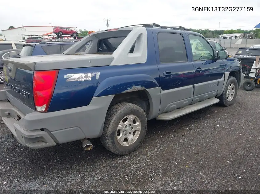 2002 Chevrolet Avalanche 1500 VIN: 3GNEK13T32G277159 Lot: 45167248