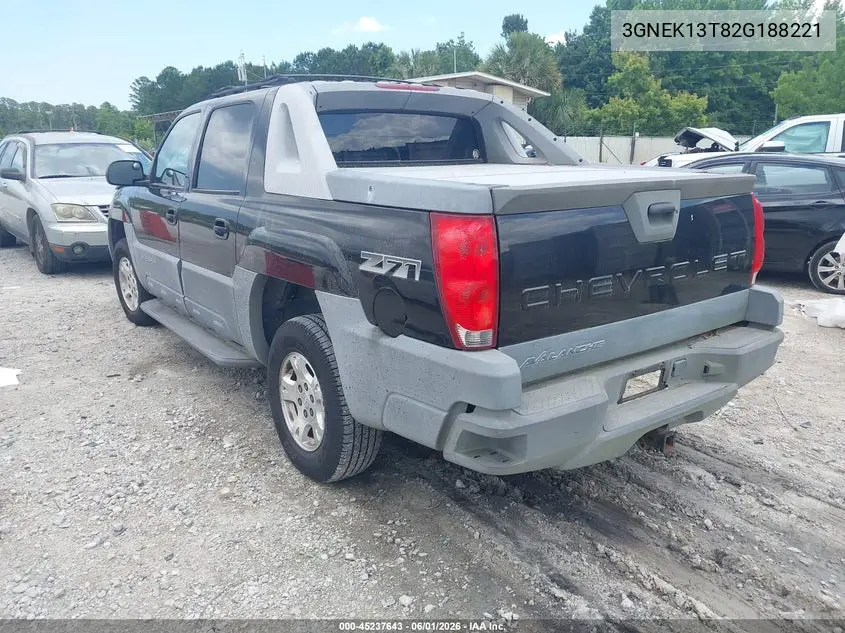 2002 Chevrolet Avalanche 1500 VIN: 3GNEK13T82G188221 Lot: 45237643
