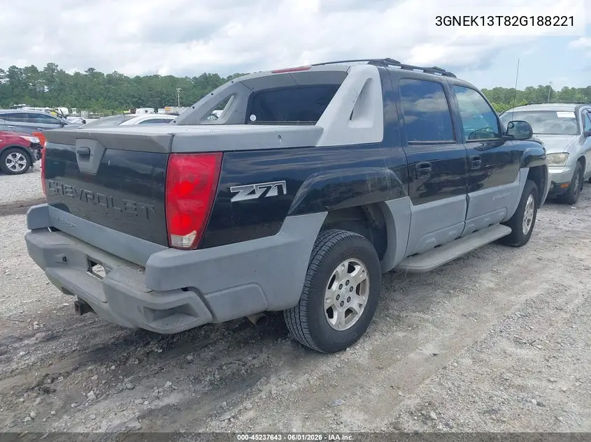 2002 Chevrolet Avalanche 1500 VIN: 3GNEK13T82G188221 Lot: 45237643