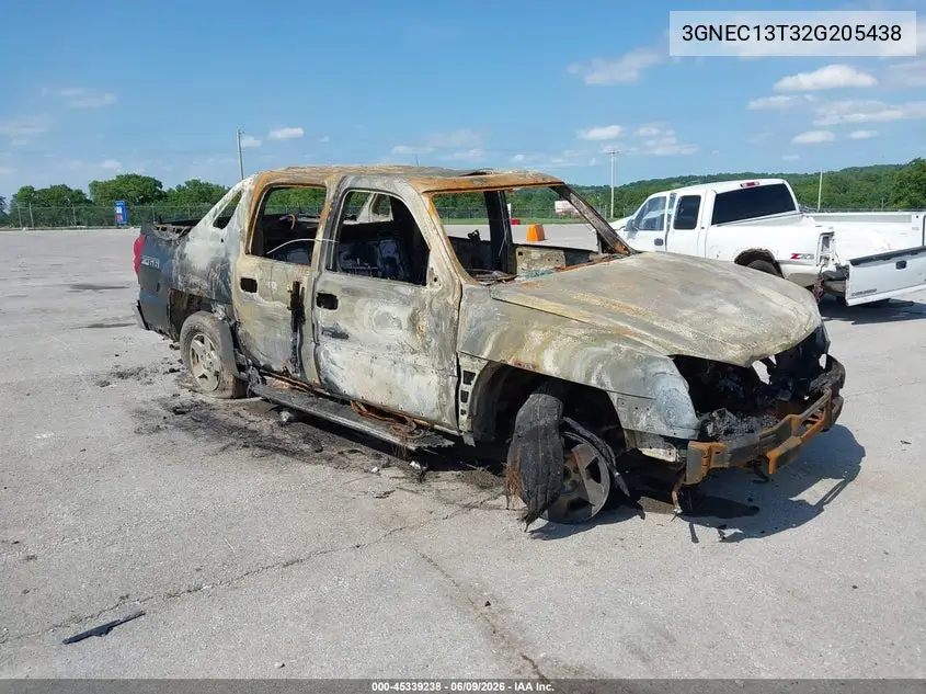2002 Chevrolet Avalanche 1500 VIN: 3GNEC13T32G205438 Lot: 45339238