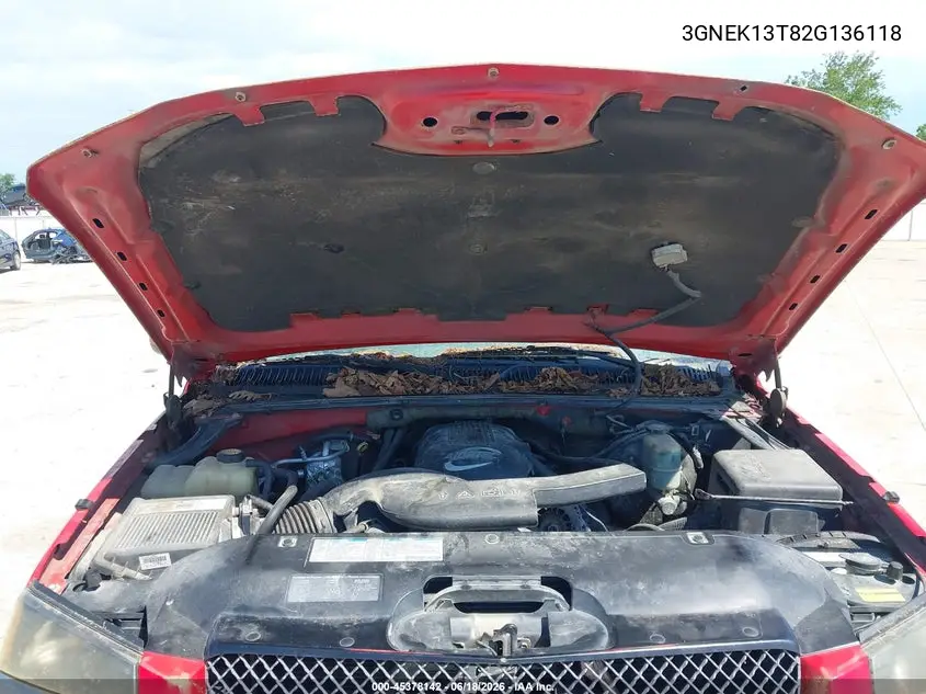 2002 Chevrolet Avalanche 1500 VIN: 3GNEK13T82G136118 Lot: 45378142