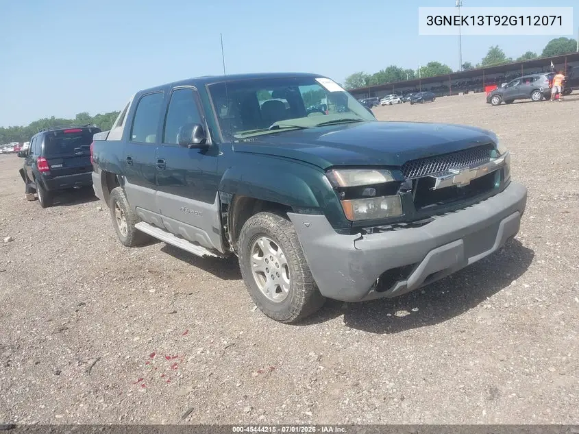 2002 Chevrolet Avalanche 1500 VIN: 3GNEK13T92G112071 Lot: 45444215