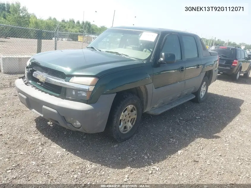 2002 Chevrolet Avalanche 1500 VIN: 3GNEK13T92G112071 Lot: 45444215