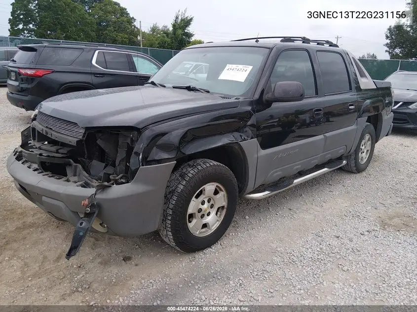 2002 Chevrolet Avalanche 1500 VIN: 3GNEC13T22G231156 Lot: 45474224
