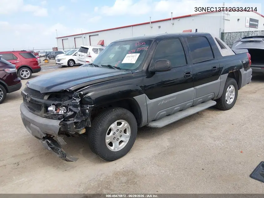 2002 Chevrolet Avalanche 1500 VIN: 3GNEC13T12G334214 Lot: 45475972