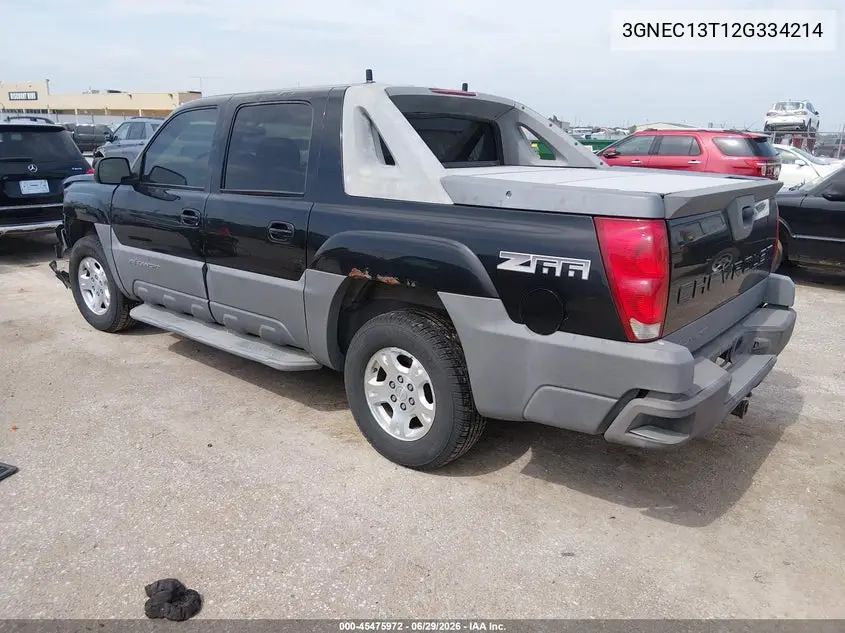 2002 Chevrolet Avalanche 1500 VIN: 3GNEC13T12G334214 Lot: 45475972
