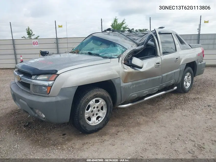2002 Chevrolet Avalanche 1500 VIN: 3GNEC13T62G113806 Lot: 45487999