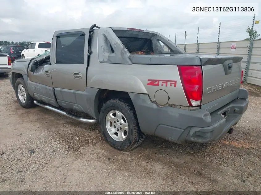 2002 Chevrolet Avalanche 1500 VIN: 3GNEC13T62G113806 Lot: 45487999