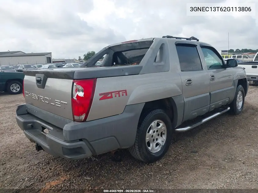 2002 Chevrolet Avalanche 1500 VIN: 3GNEC13T62G113806 Lot: 45487999