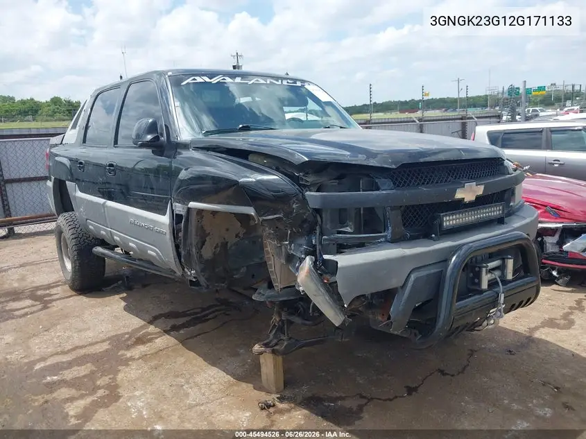 2002 Chevrolet Avalanche 2500 VIN: 3GNGK23G12G171133 Lot: 45494526