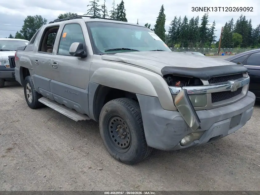 2002 Chevrolet Avalanche 1500 VIN: 3GNEK13T12G269092 Lot: 45529167