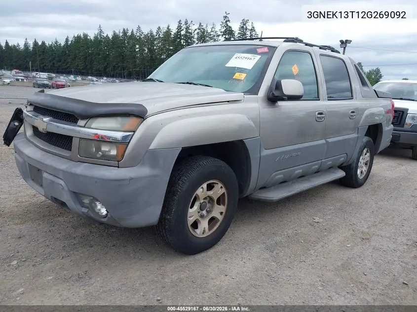 2002 Chevrolet Avalanche 1500 VIN: 3GNEK13T12G269092 Lot: 45529167