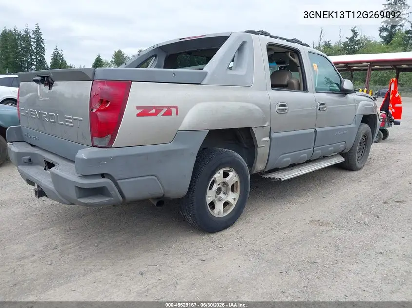 2002 Chevrolet Avalanche 1500 VIN: 3GNEK13T12G269092 Lot: 45529167