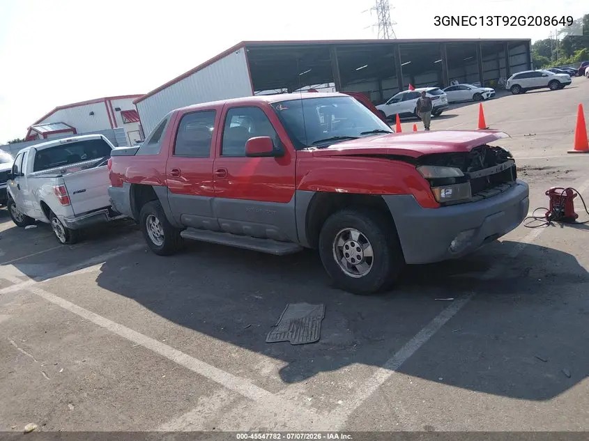 2002 Chevrolet Avalanche 1500 VIN: 3GNEC13T92G208649 Lot: 45547782