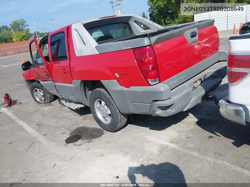 2002 Chevrolet Avalanche 1500 VIN: 3GNEC13T92G208649 Lot: 45547782