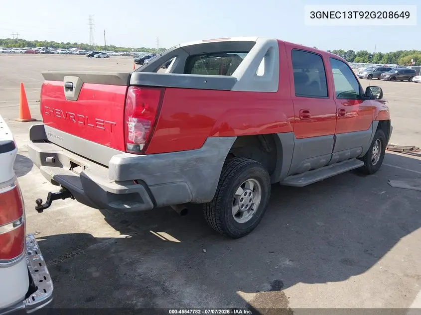 2002 Chevrolet Avalanche 1500 VIN: 3GNEC13T92G208649 Lot: 45547782